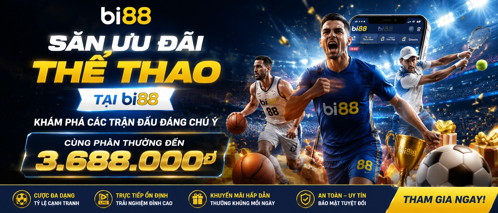 Hình ảnh thể thao BI88 cho khu bóng đá và các giải nổi bật
