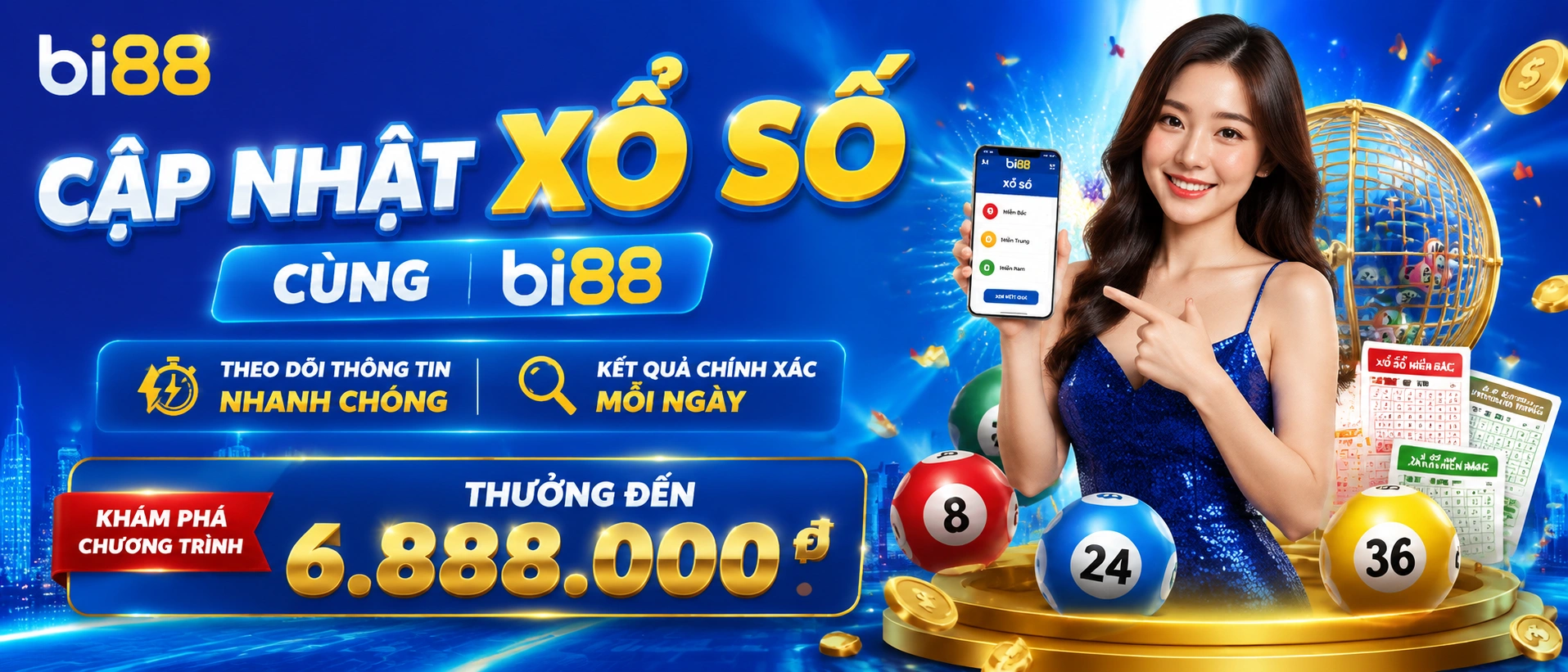 Giao diện tra cứu Xổ Số bi88 với kết quả hôm nay và trạng thái cập nhật